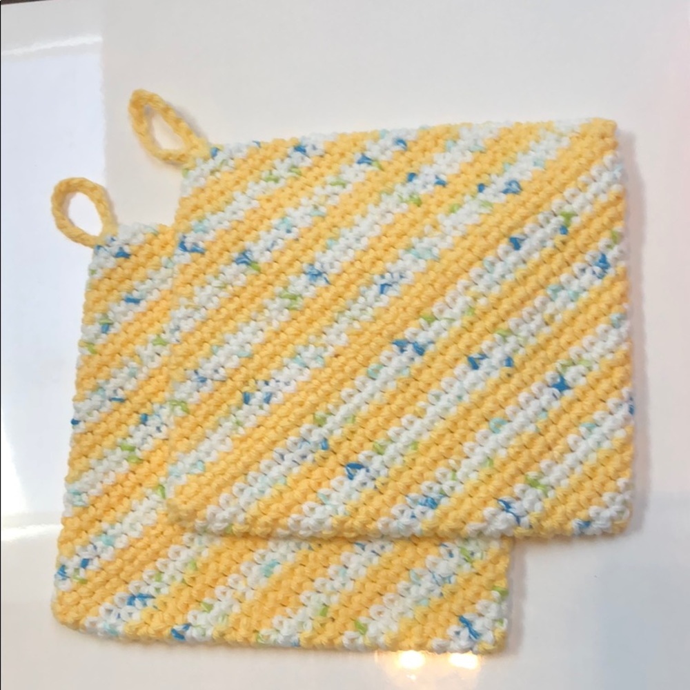 Easter Cotton potholders set of 2 double thick handmade